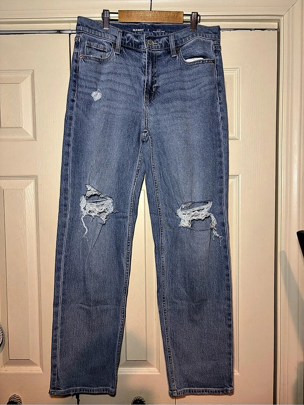 BOYFRIEND LOOSE mid-rise Ripped Jeans (long)
